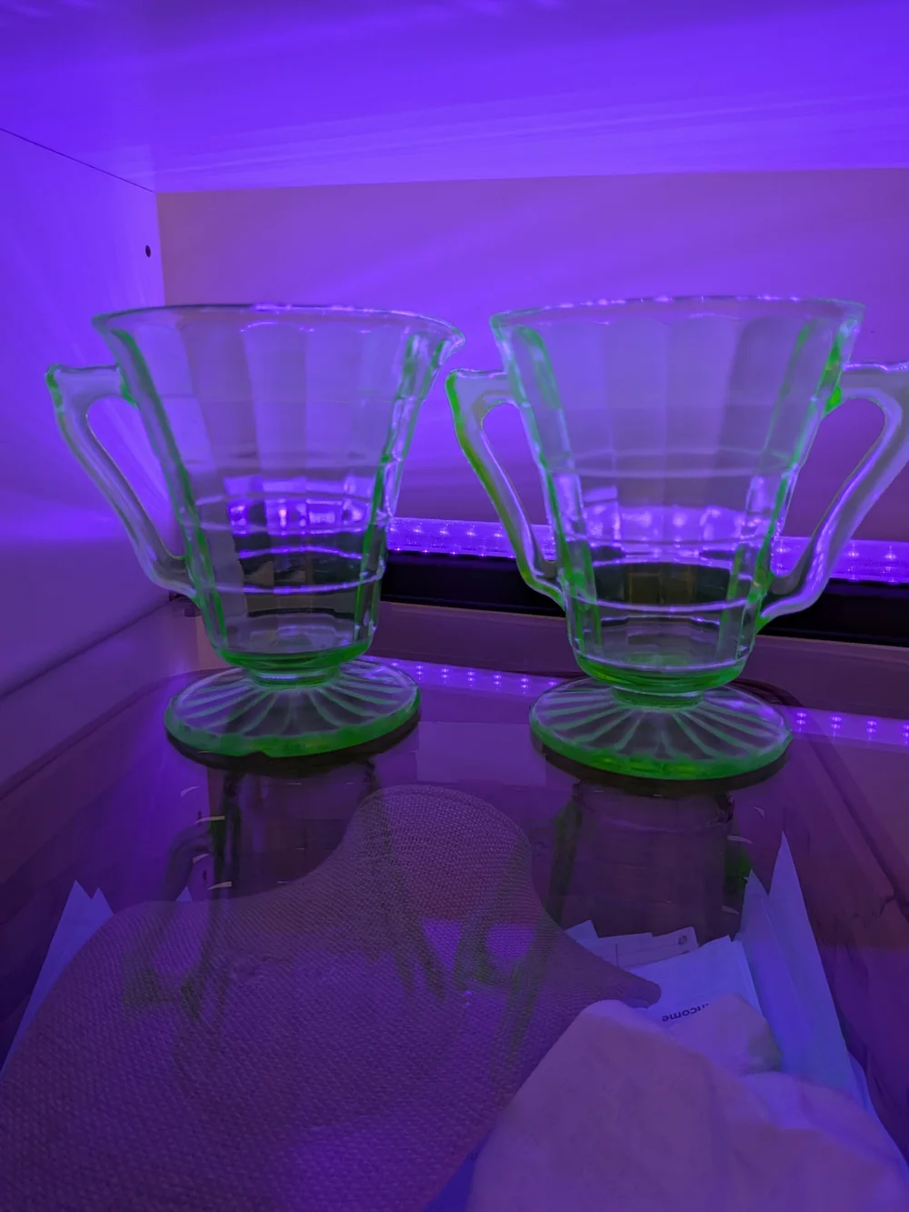 Green Depression Uranium Glass Creamer Sugar